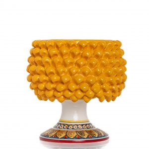 Cachepot Mezza Pigna Giallo Decorato