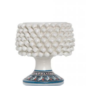 Cachepot Mezza Pigna Bianco Decorato