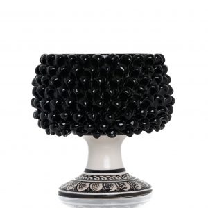 Cachepot Mezza Pigna Nero Decorato