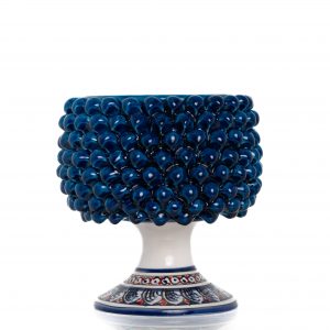 Cachepot Mezza Pigna Blu Decorato